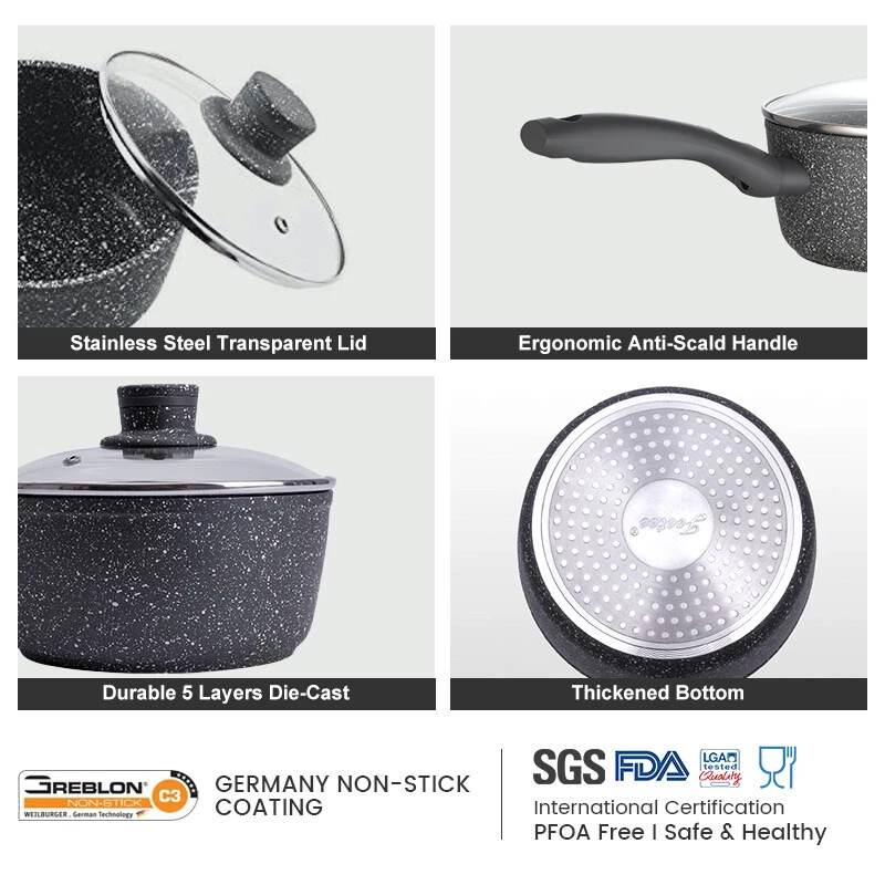 Non stick Frying pan Composite Diamond Coating Kitchen Iron Frying Pan With cover 32/34CM