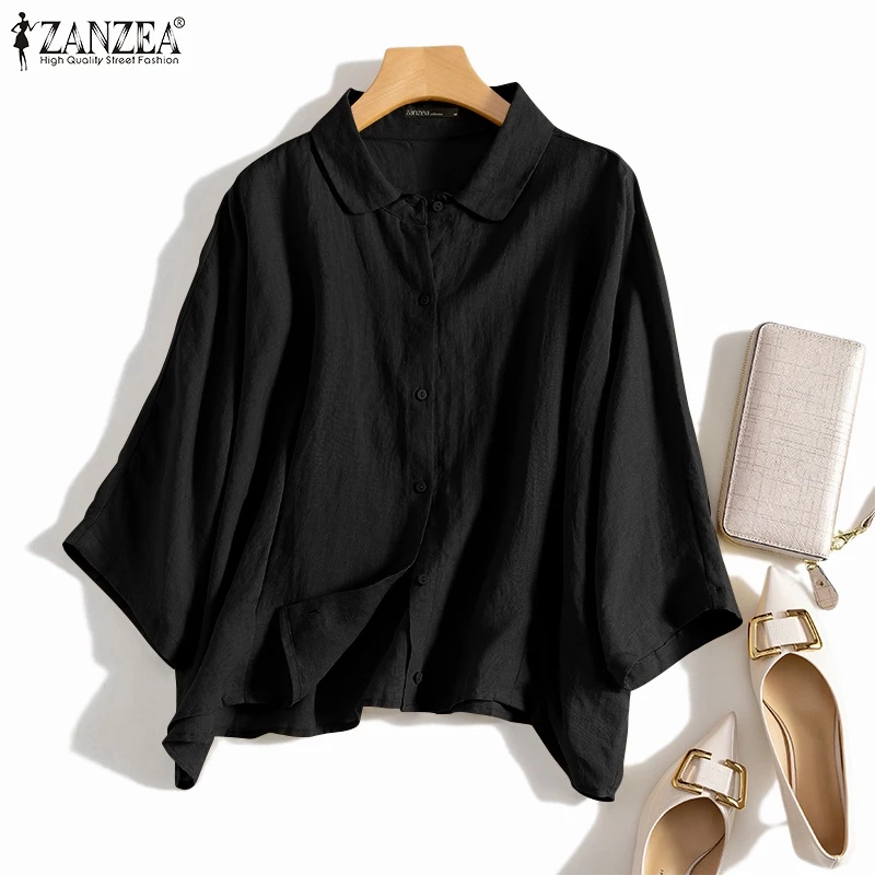 ZANZEA Women Daily Retro Casual Loose Long Sleeve Solid Color Blouse