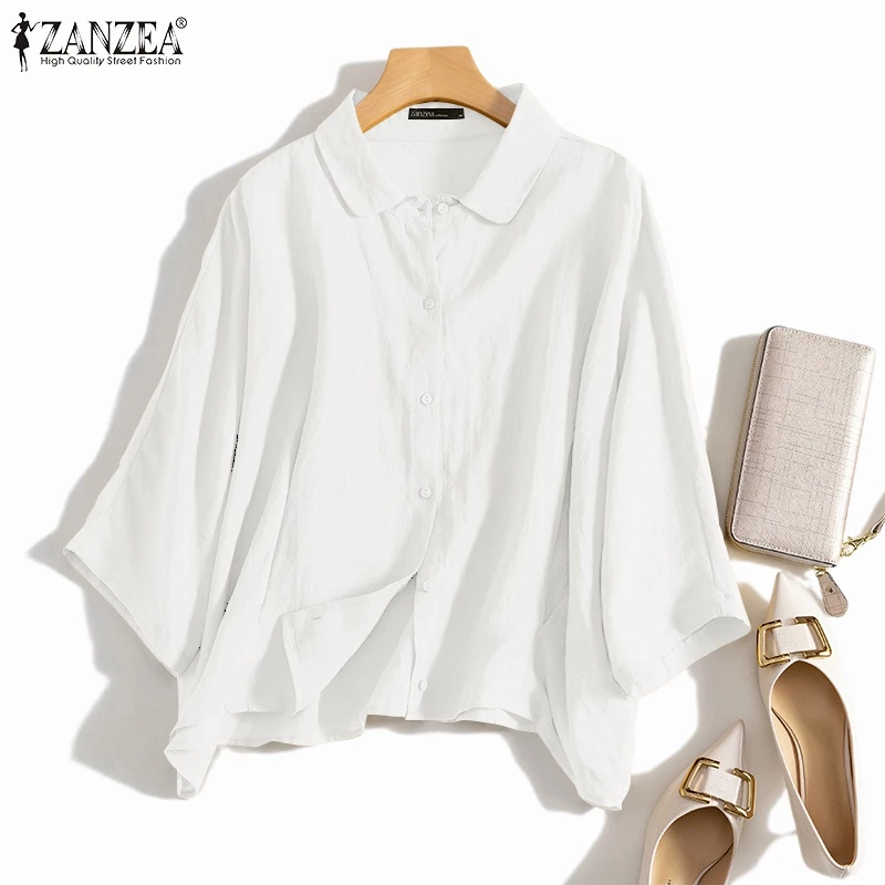 ZANZEA Women Daily Retro Casual Loose Long Sleeve Solid Color Blouse