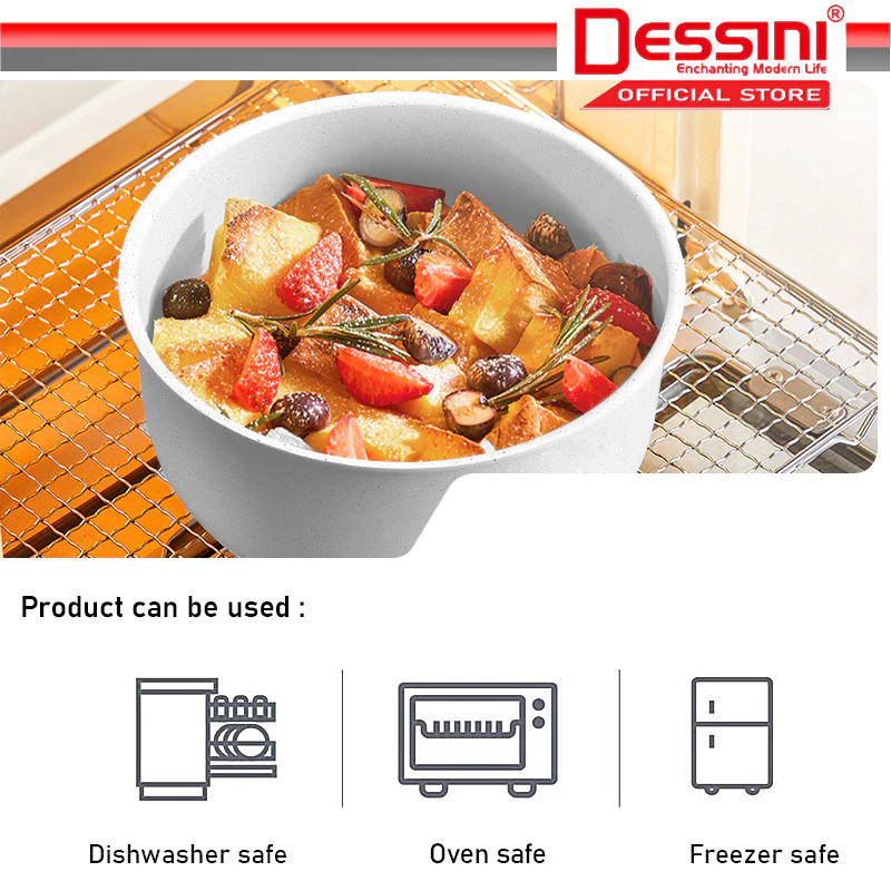 DESSINI ITALY i-Romanzo 6 PCS Detachable Handle Induction Casserole Pot Non Stick Frying Pan Wok Bowl Cookware PERIUK