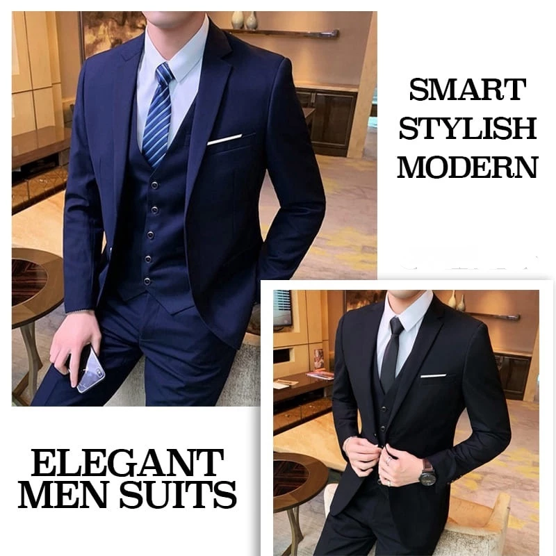 Black Lapel Tuxedo Pants & Vest / Wedding Suit / slimfit men's suit