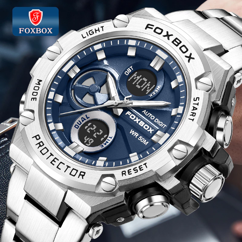 FOXBOX New LED Digital Sport Watches For Men Luxury Brand Quartz Wristwatch Waterproof Luminous LIGE Man Watch