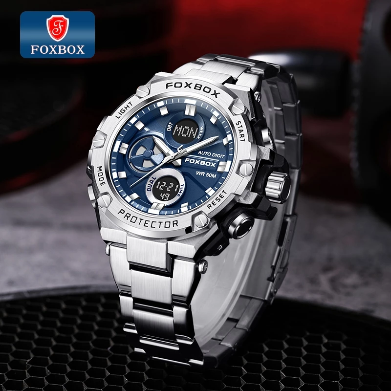 FOXBOX New LED Digital Sport Watches For Men Luxury Brand Quartz Wristwatch Waterproof Luminous LIGE Man Watch