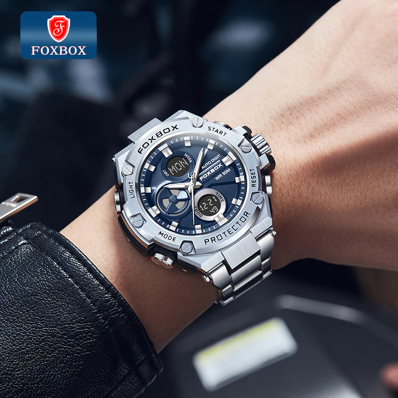 FOXBOX New LED Digital Sport Watches For Men Luxury Brand Quartz Wristwatch Waterproof Luminous LIGE Man Watch