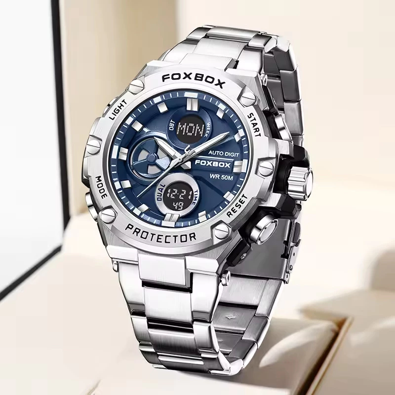 FOXBOX New LED Digital Sport Watches For Men Luxury Brand Quartz Wristwatch Waterproof Luminous LIGE Man Watch