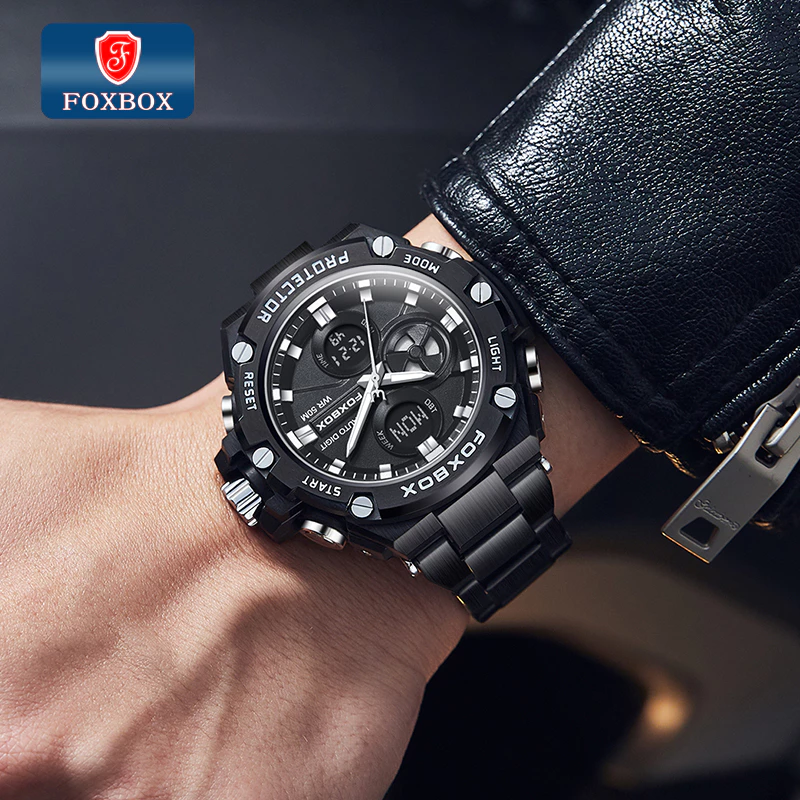 FOXBOX New LED Digital Sport Watches For Men Luxury Brand Quartz Wristwatch Waterproof Luminous LIGE Man Watch