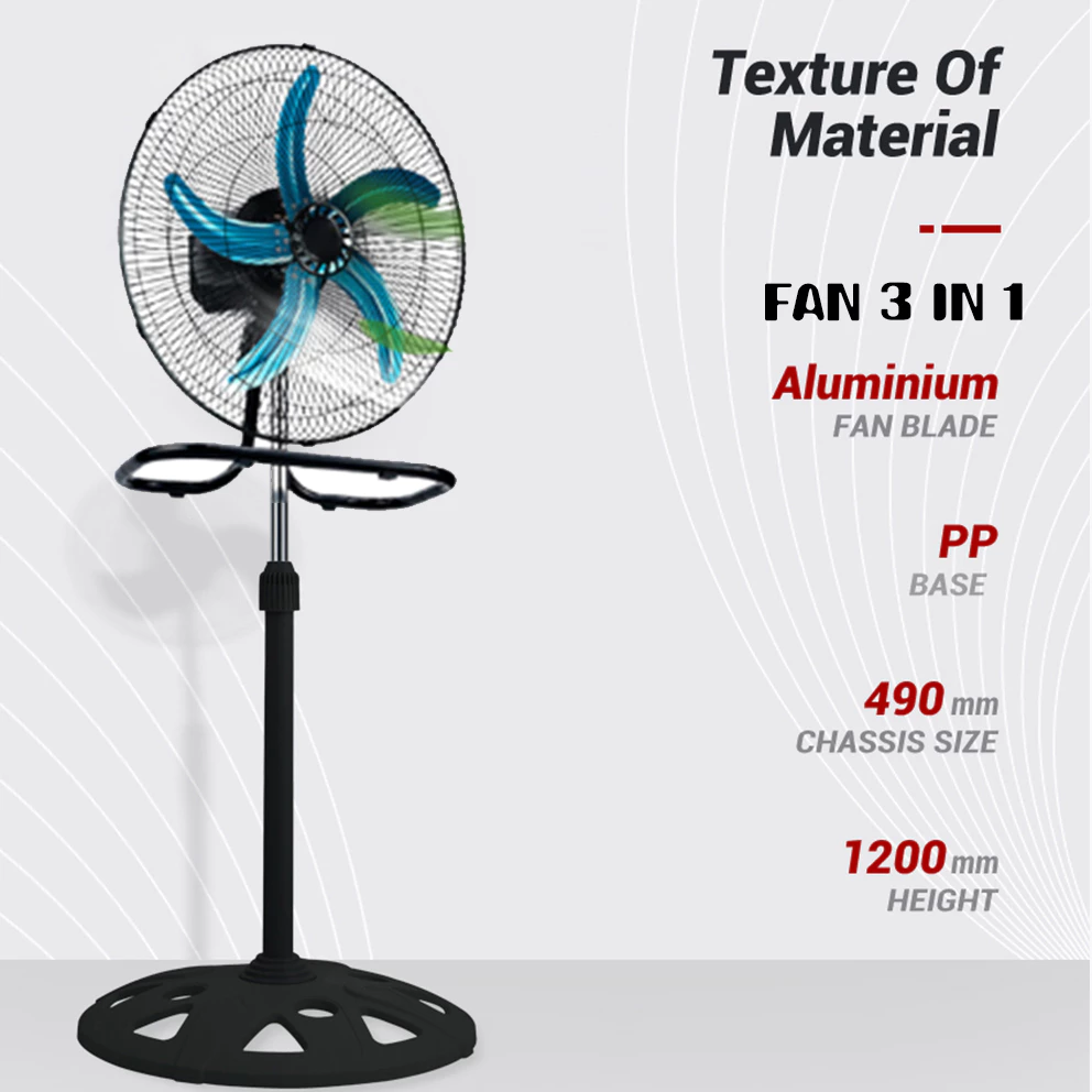 FOOKSUNG kipas industri Vertical Fan 18 inch 5 Blades 70W Strong wind 3 in1 Stand industrial Fan kipas berdir  4.8  19.3k ratings 40k+ Sold icon help