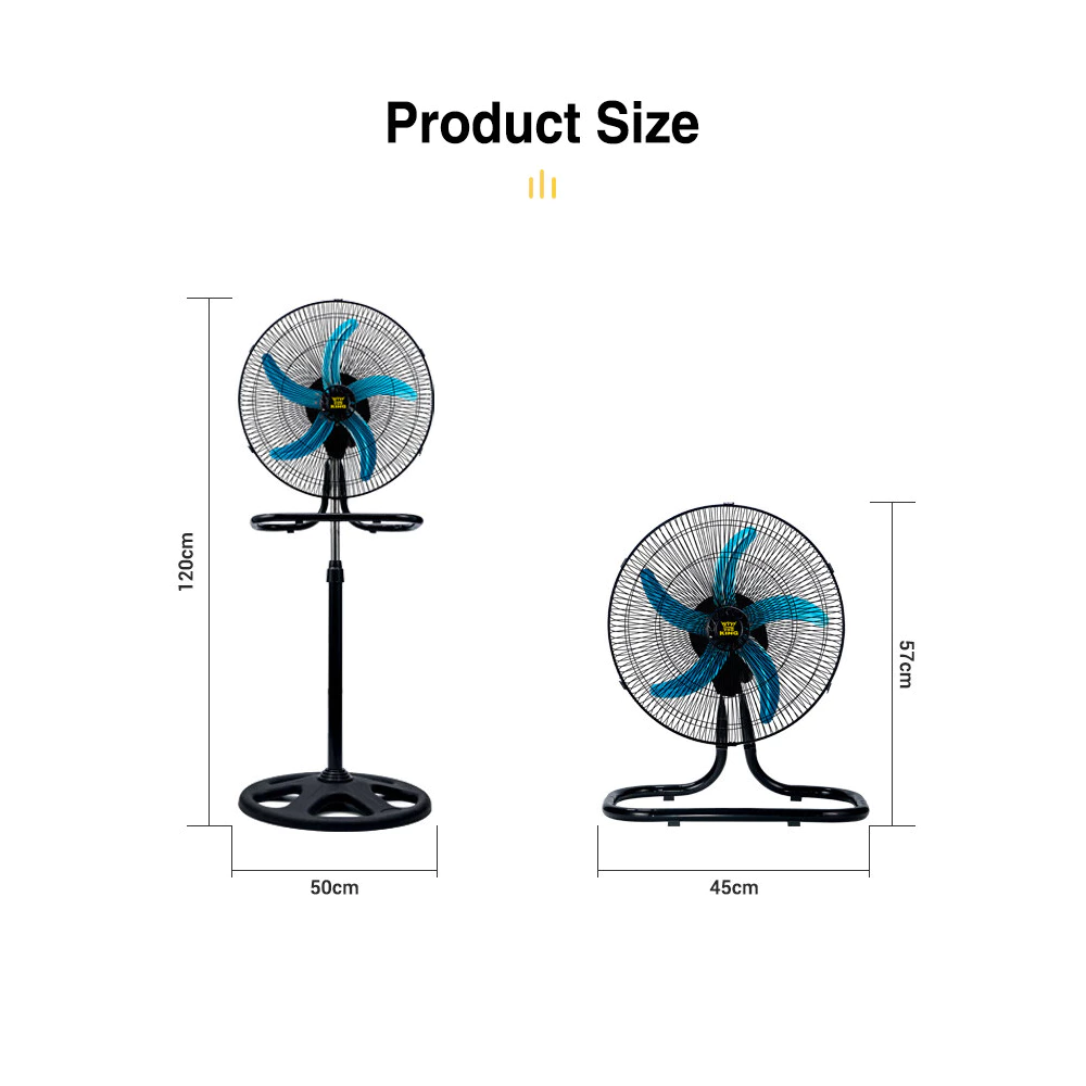 FOOKSUNG kipas industri Vertical Fan 18 inch 5 Blades 70W Strong wind 3 in1 Stand industrial Fan kipas berdir  4.8  19.3k ratings 40k+ Sold icon help