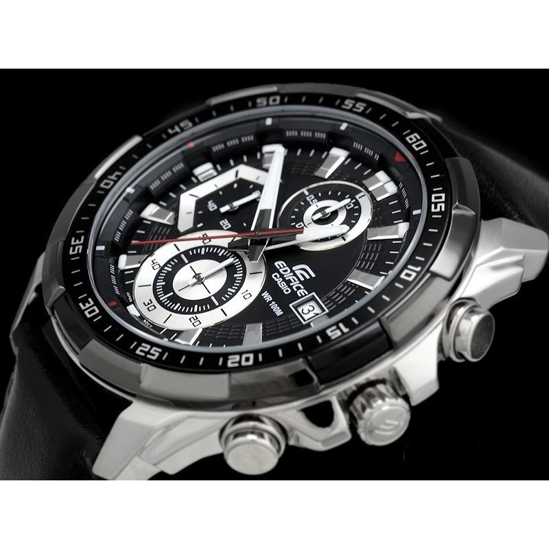 Casio Edifice Chronograph 539 Leather Black ada Stock
