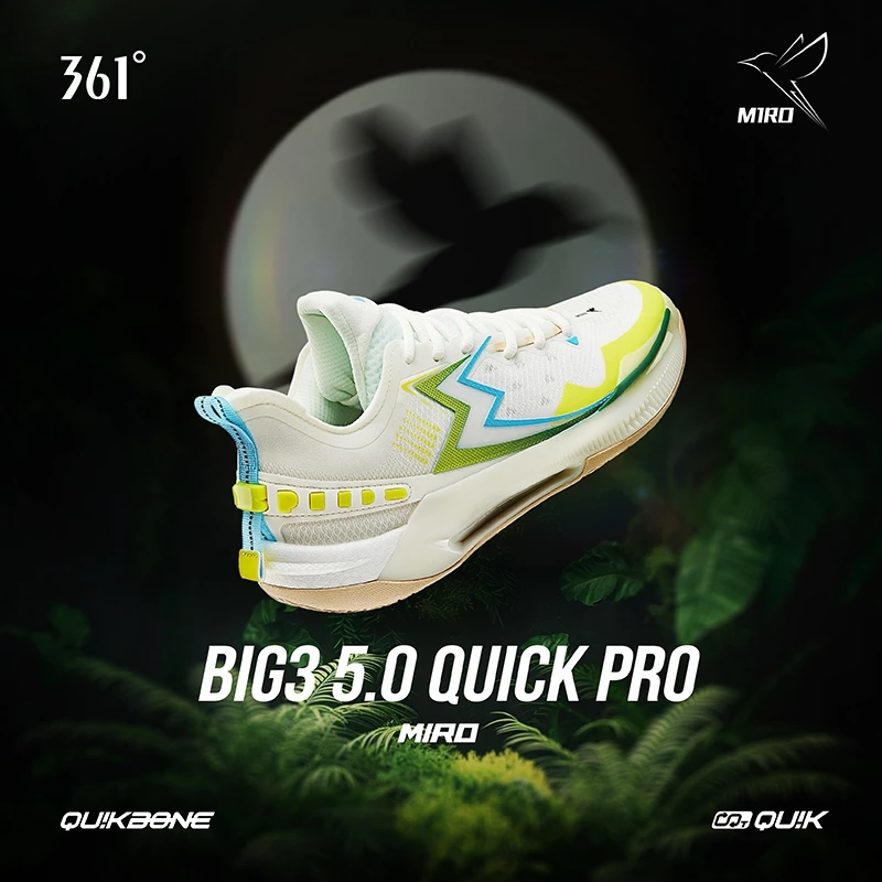 361 Degrees Big3 5.0 Quick Pro Men Basketball Shoes Wear-Resistant Carbon Plate Stability 672431105