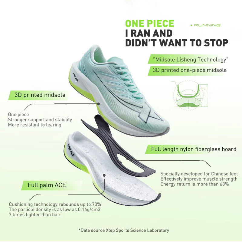 XTEP One Piece 3.0 3D Printing Rebound Wear-Resistant Men Running Shoes