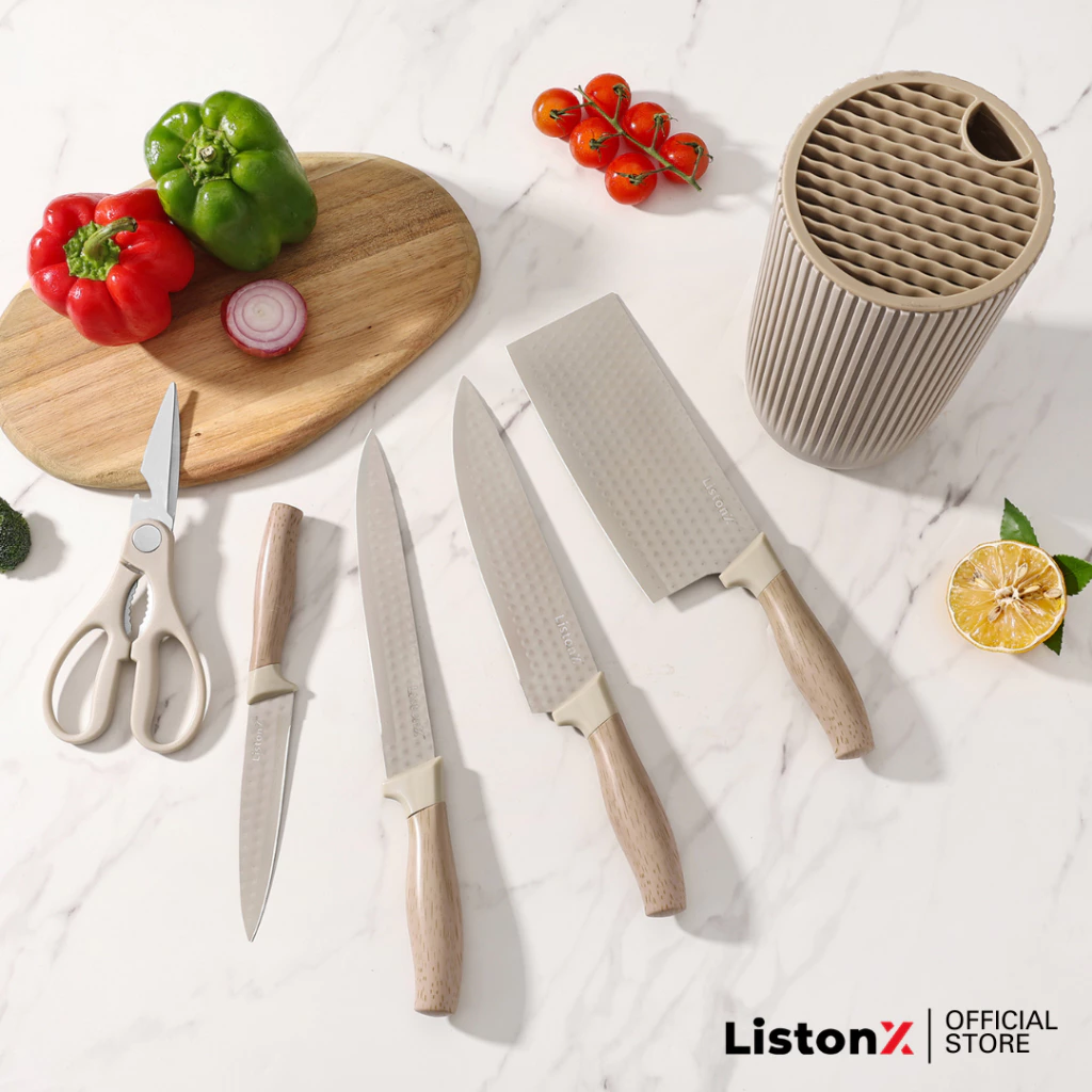 ListonX Minimal Design 6-in-1 Kitchen Knife Set  Minimal Precision Knife Set  Sleek Minimalist Design, Easy to Use