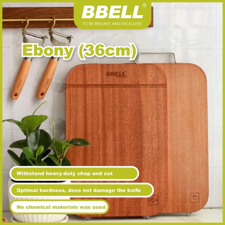 BBELL Ebony Wood Cutting Board 40CM 36cm Chopping Board Serving Board Knife Imported Papan Pemotong Dapur ORI Swiss