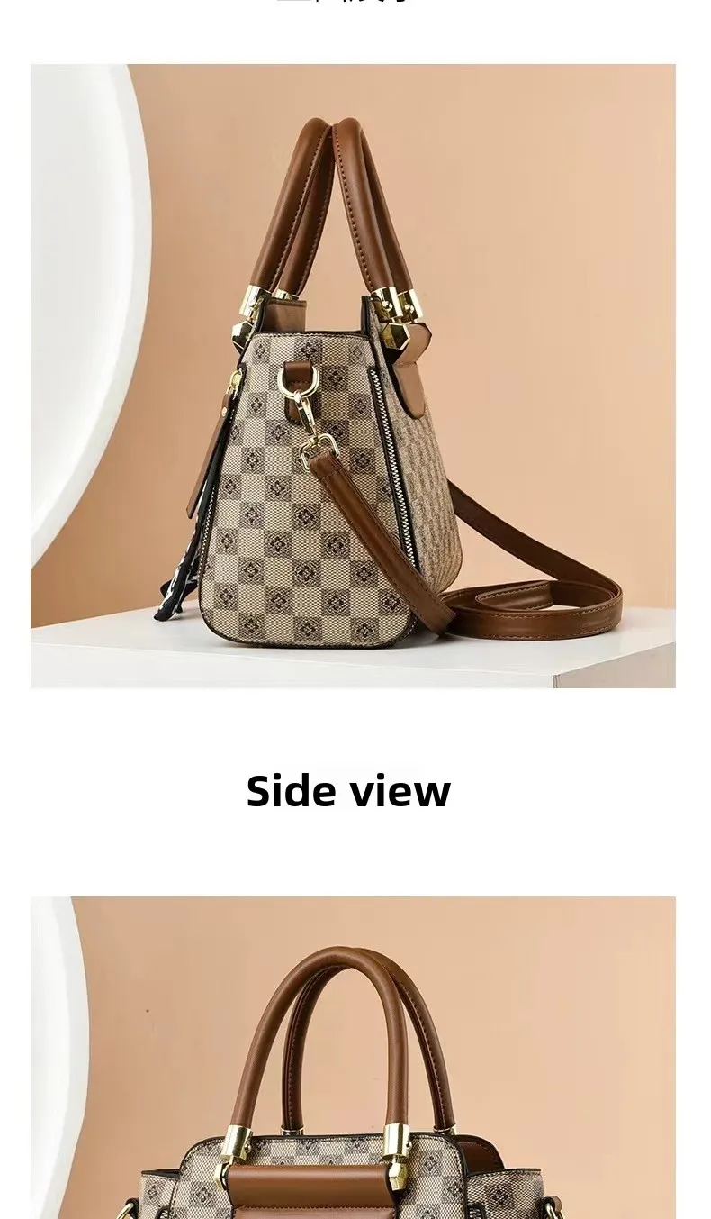 Hot Sale Of The Season Retro PU Large Capacity Tote Bag Ladies Crossbody Shoulder Handbag Stylish Color Block Daily Match Eur...