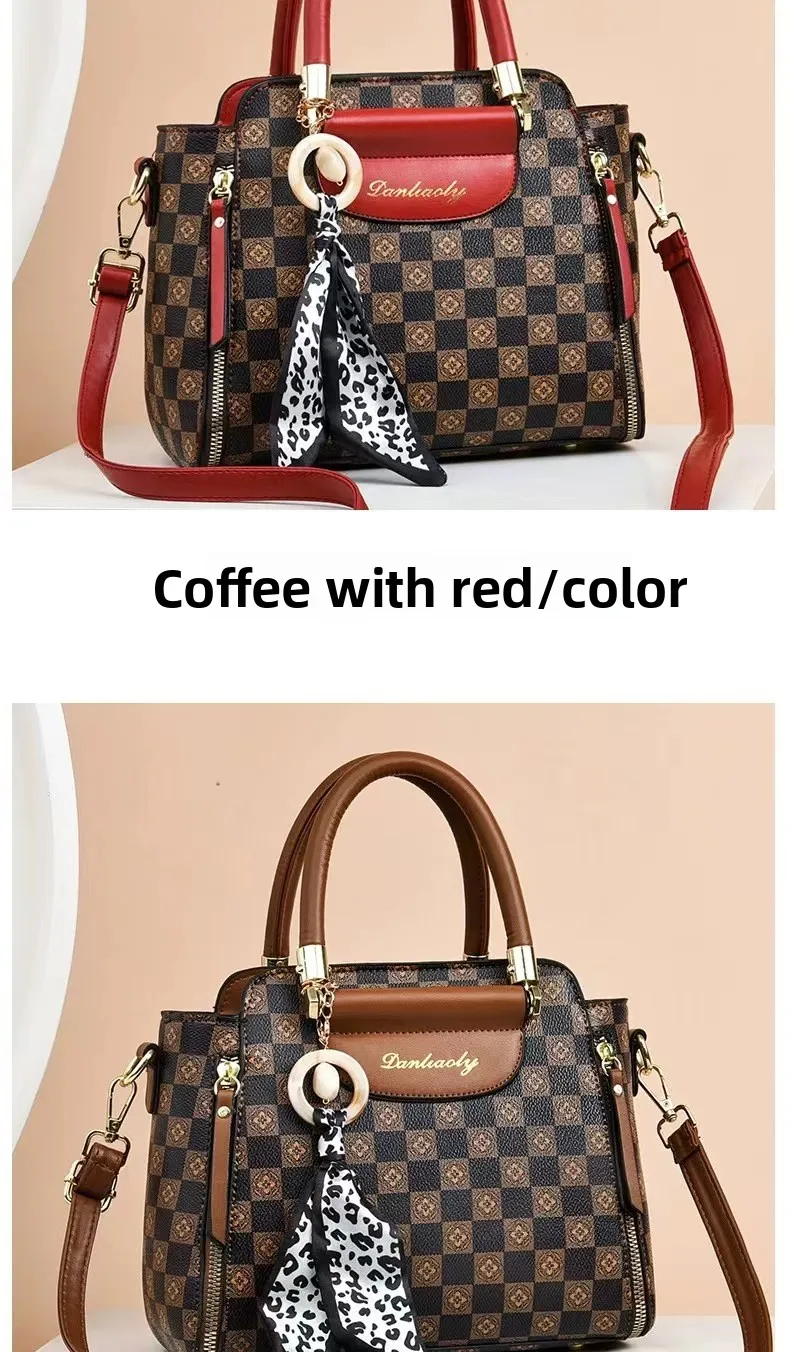 Hot Sale Of The Season Retro PU Large Capacity Tote Bag Ladies Crossbody Shoulder Handbag Stylish Color Block Daily Match Eur...