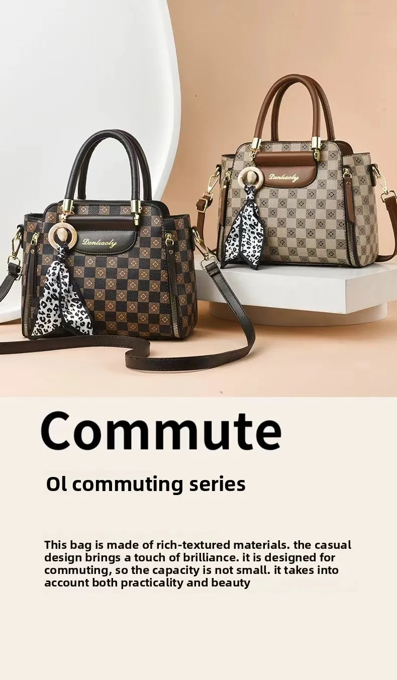 Hot Sale Of The Season Retro PU Large Capacity Tote Bag Ladies Crossbody Shoulder Handbag Stylish Color Block Daily Match Eur...