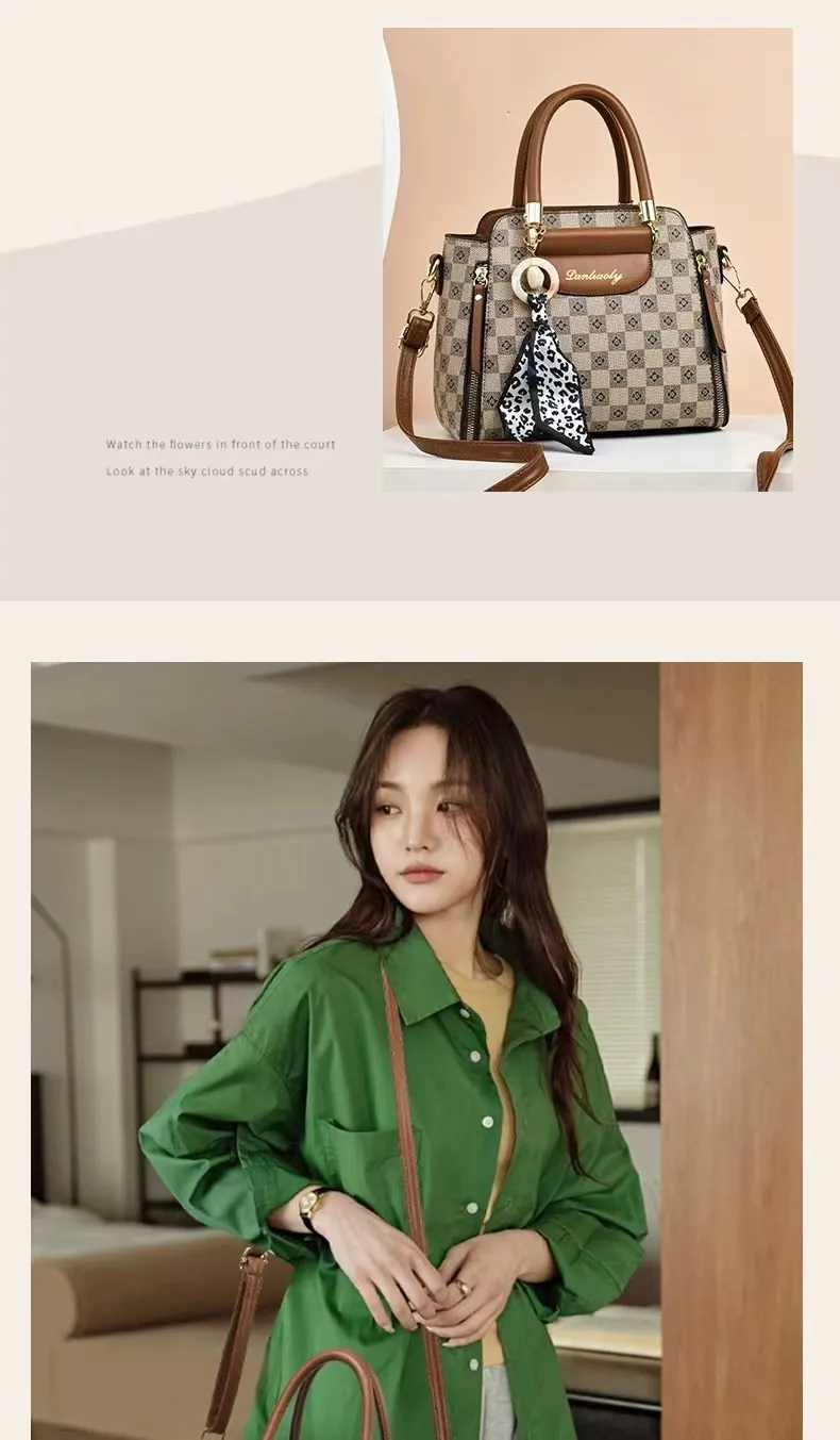 Hot Sale Of The Season Retro PU Large Capacity Tote Bag Ladies Crossbody Shoulder Handbag Stylish Color Block Daily Match Eur...