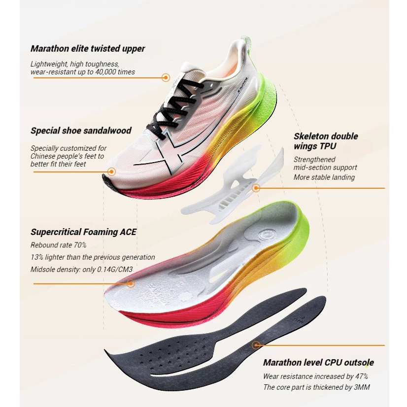 XTEP 2000KM 3.0 Men Running Shoes New Color Rebound Support Professional Cushioning Shock Absorption Large size 39-47