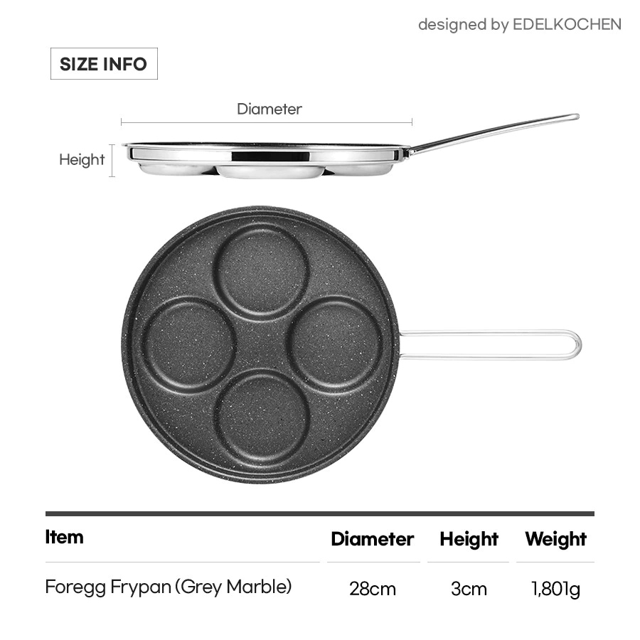 Edelkochen Stainless Steel Non-stick Four hole Egg Pan | Non-stick Coating