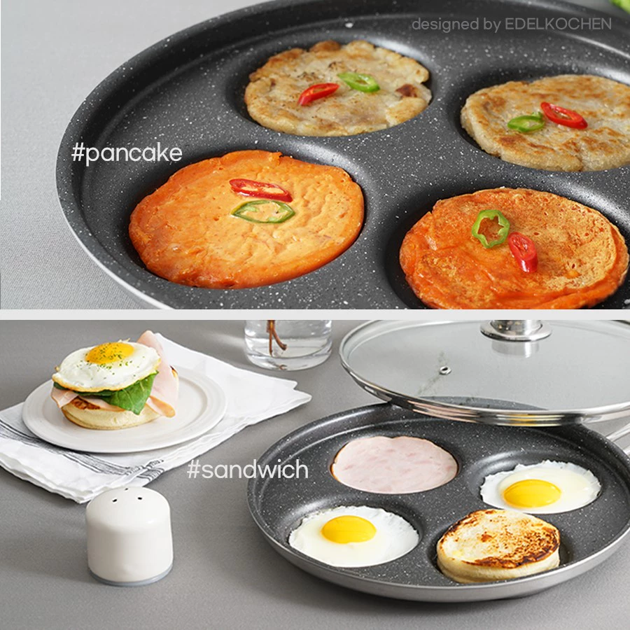 Edelkochen Stainless Steel Non-stick Four hole Egg Pan | Non-stick Coating