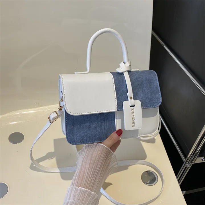 Trendy Fashion Patchwork Texture Handbag Commuter Chic Single Shoulder Crossbody Bag Small Square Bag Trendy