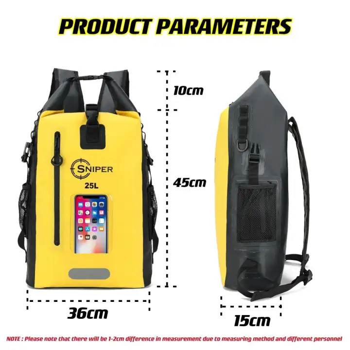 [IPX6 RATED] LAZ058) [SCENTED W PERFUME] HIGH QUALITY LARGE 25L CAPACITY SNIPER WATERPROOF BACKPACK DRY BAG OUTDOOR BAG LAPTOP BAG + IPX6 WATERPROOF ZIP