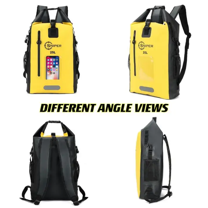 [IPX6 RATED] LAZ058) [SCENTED W PERFUME] HIGH QUALITY LARGE 25L CAPACITY SNIPER WATERPROOF BACKPACK DRY BAG OUTDOOR BAG LAPTOP BAG + IPX6 WATERPROOF ZIP