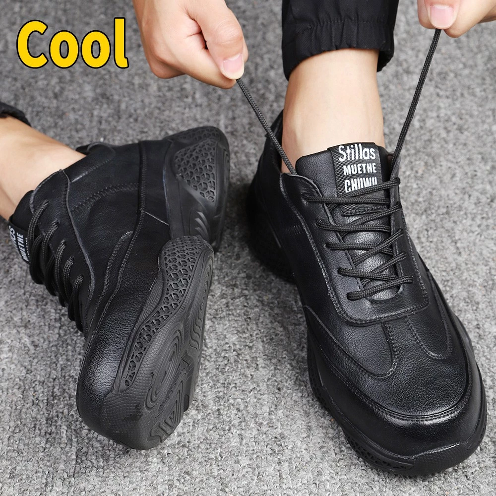 Tulldent Men Safety Shoes Steel Toe Anti-puncture Lightweight Waterproof Safety Boots in Black