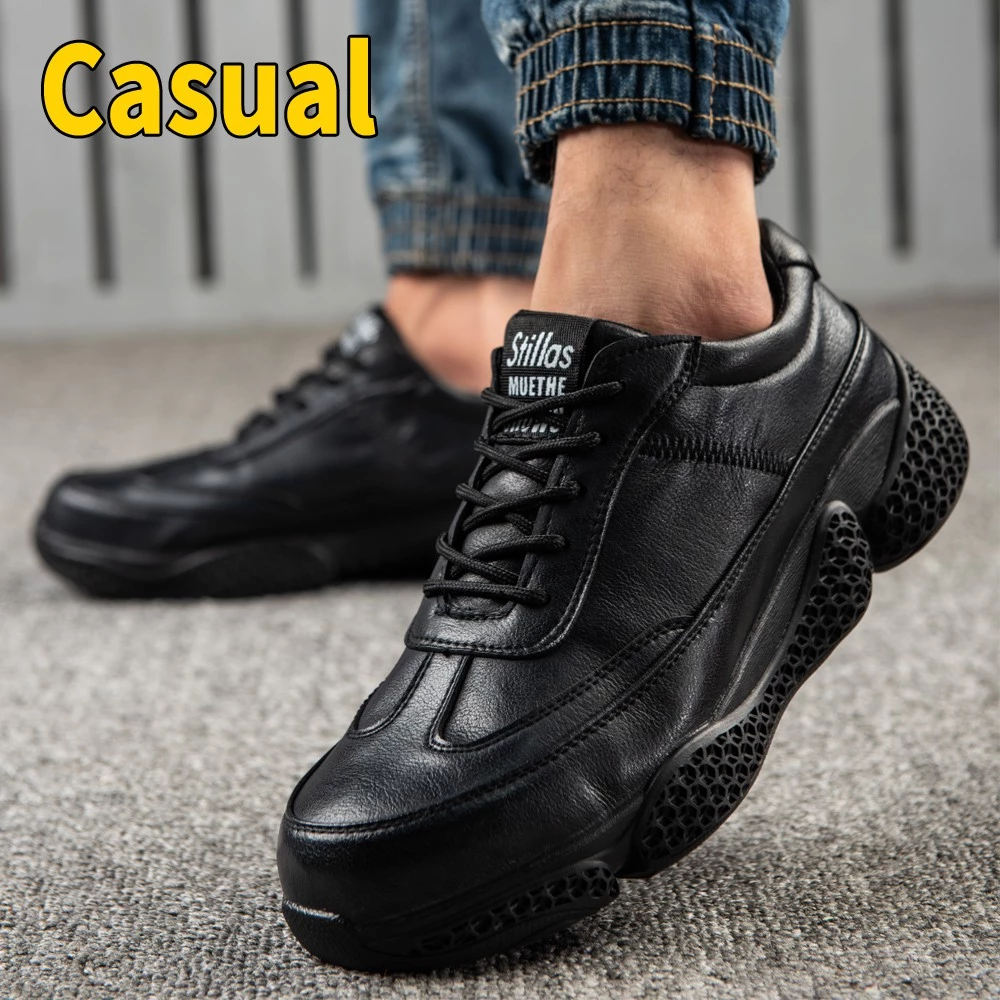 Tulldent Men Safety Shoes Steel Toe Anti-puncture Lightweight Waterproof Safety Boots in Black