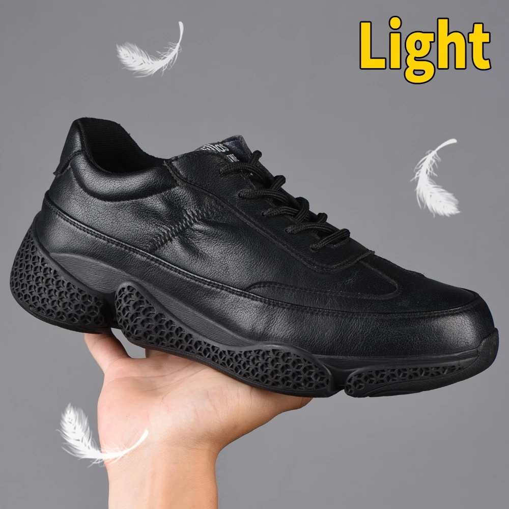 Tulldent Men Safety Shoes Steel Toe Anti-puncture Lightweight Waterproof Safety Boots in Black