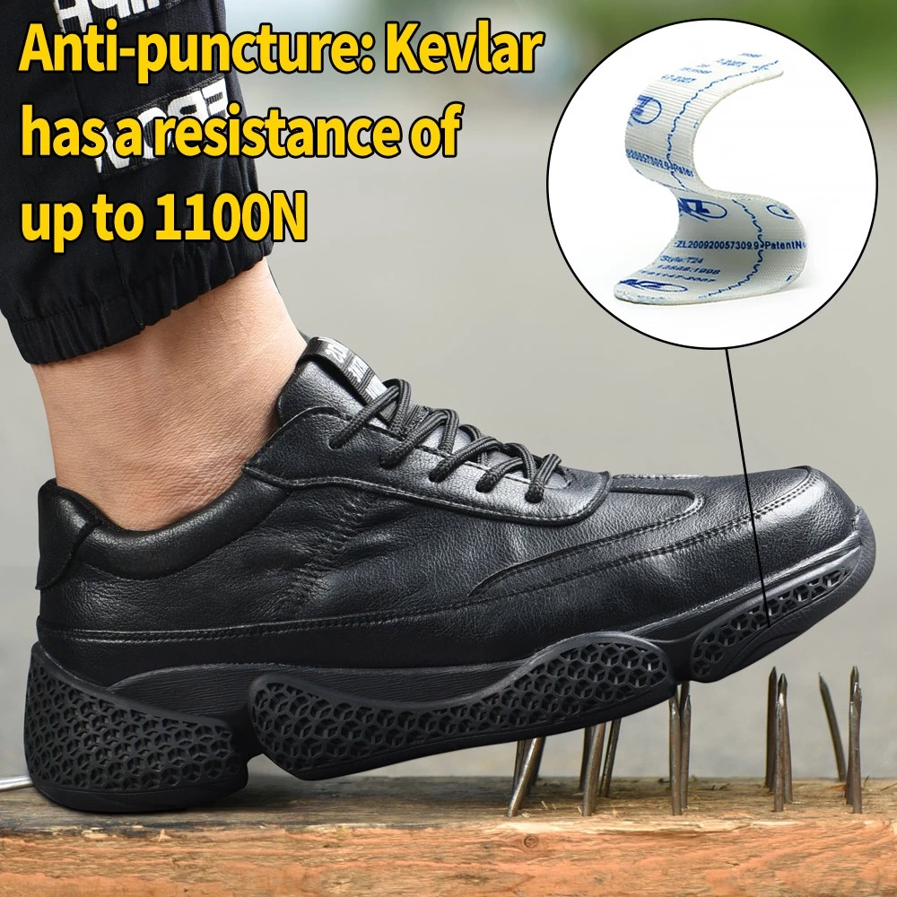 Tulldent Men Safety Shoes Steel Toe Anti-puncture Lightweight Waterproof Safety Boots in Black