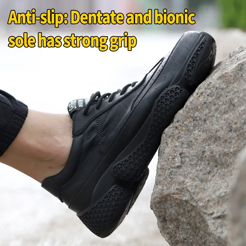 Tulldent Men Safety Shoes Steel Toe Anti-puncture Lightweight Waterproof Safety Boots in Black