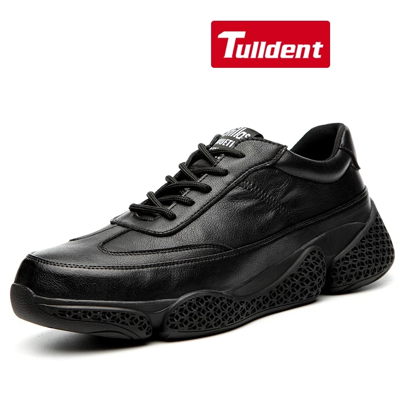 Tulldent Men Safety Shoes Steel Toe Anti-puncture Lightweight Waterproof Safety Boots in Black