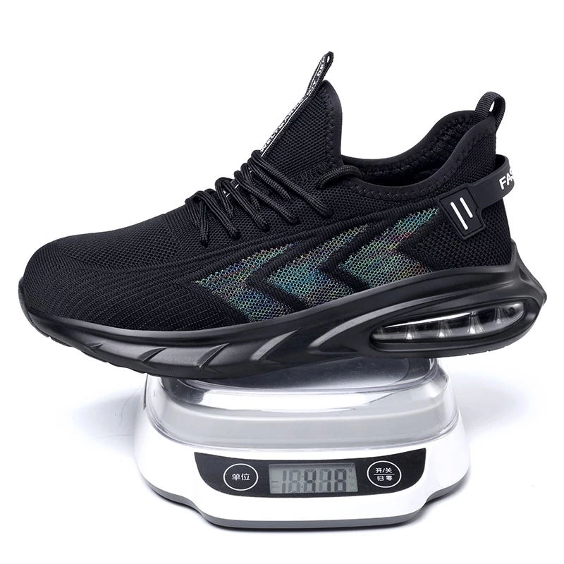 Tulldent Men Safety Shoes Steel Toe Cap Anti-smashing Anti-piercing Breathable Air cushion bottom in Black