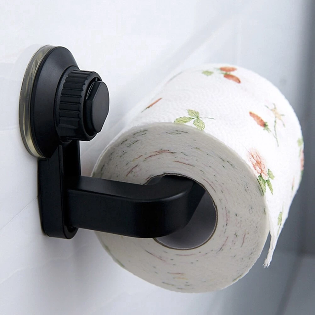 橱柜挂架抽纸卷纸架 Suction Cup Roll Paper Holder, Plastic Punch-Free Tissue Paper Roll Holder, Practical Wall Mounted Reusable Removable