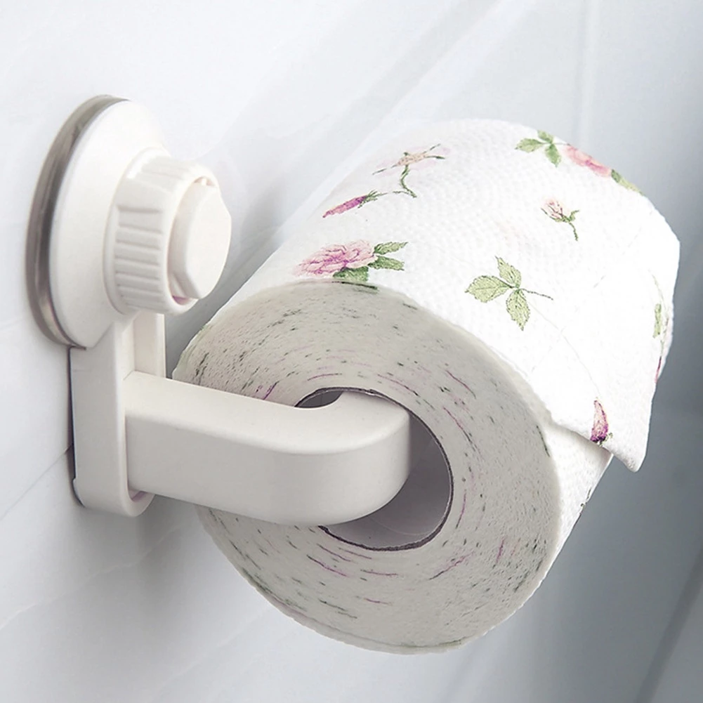 橱柜挂架抽纸卷纸架 Suction Cup Roll Paper Holder, Plastic Punch-Free Tissue Paper Roll Holder, Practical Wall Mounted Reusable Removable