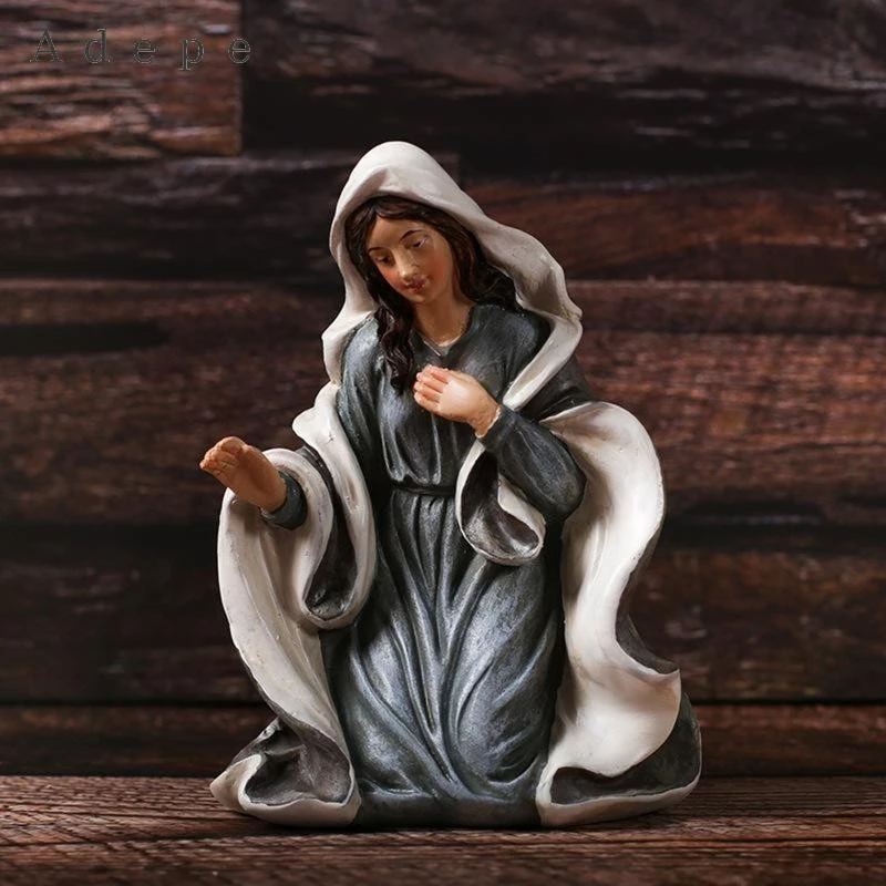 Adepe 12 Piece Nativity Collection with Family and Animal Figures for Decoration