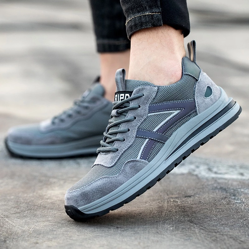 Tulldent Safety Shoes Men Steel Toe Cap Anti-smashing Anti-piercing Breathable in Khaki