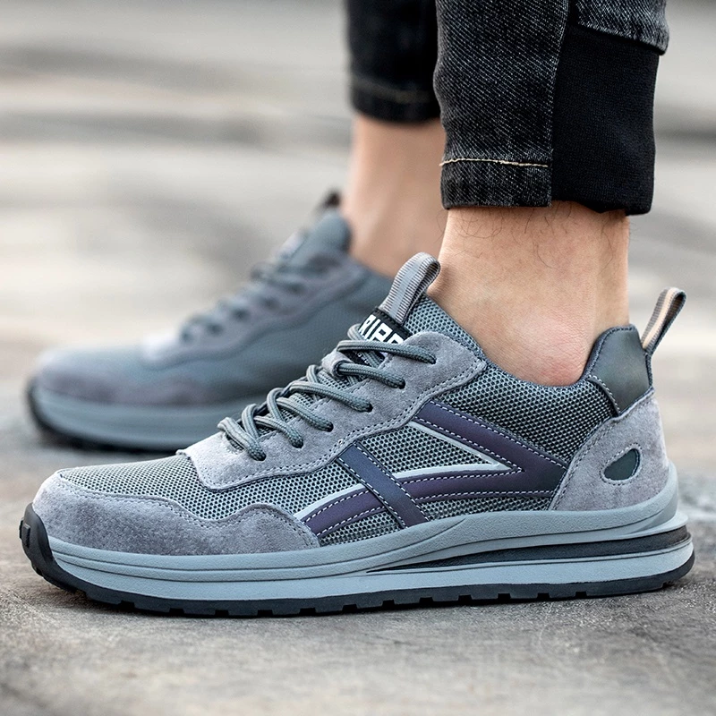 Tulldent Safety Shoes Men Steel Toe Cap Anti-smashing Anti-piercing Breathable in Khaki