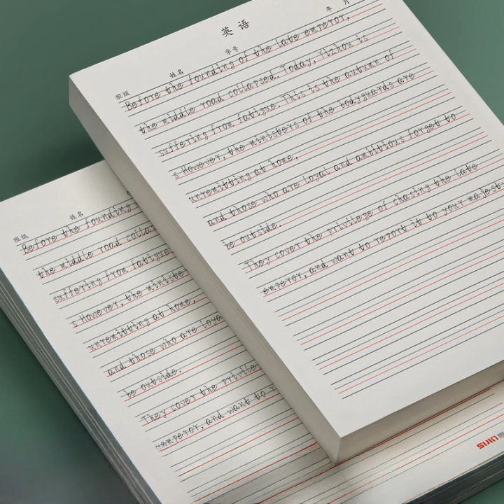 50 Sheets English Practice Book,Thin Four Line Grid Blank Inner Page Writing Exercise Book Homework School Stationery