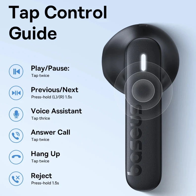 Baseus E16 True Wireless Earbuds TWS 5.3 Bluetooth Earphone with IPX4 Waterproof 30h Music Time