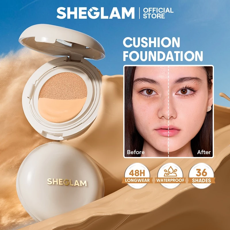 SHEGLAM Lock & Go 48 Hour Longwear Air Cushion Flawless Foundation Matte BB Cushion Makeup Cosmetics