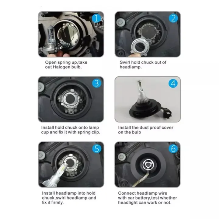 For Proton Waja (Head Lamp) C6 LED Light Car Headlight Auto Head light Lamp 6500k White Light (2 pcs)