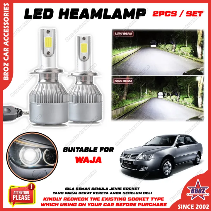 For Proton Waja (Head Lamp) C6 LED Light Car Headlight Auto Head light Lamp 6500k White Light (2 pcs)