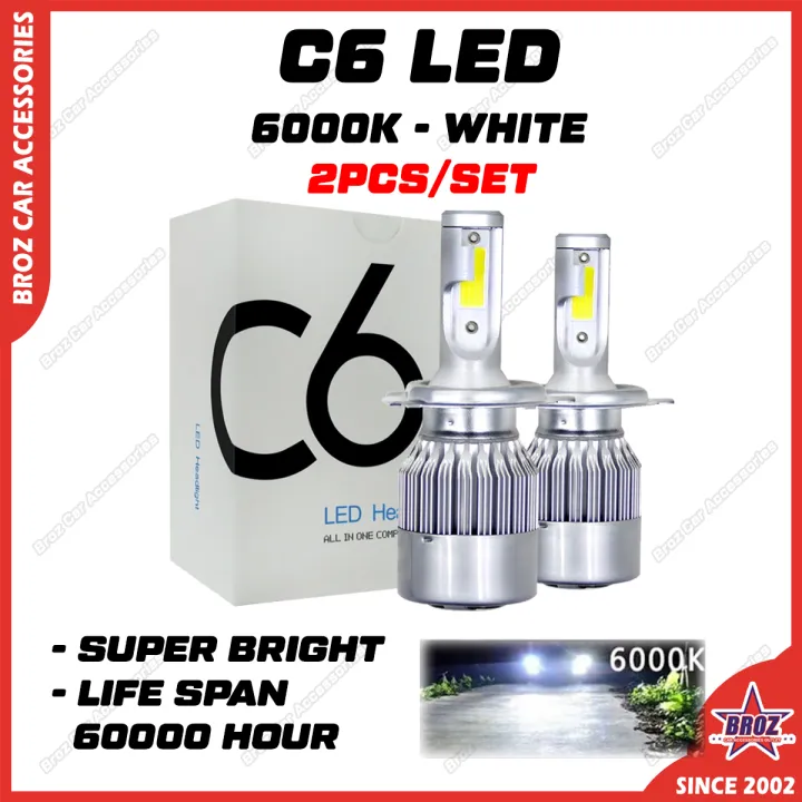 For Proton Waja (Head Lamp) C6 LED Light Car Headlight Auto Head light Lamp 6500k White Light (2 pcs)