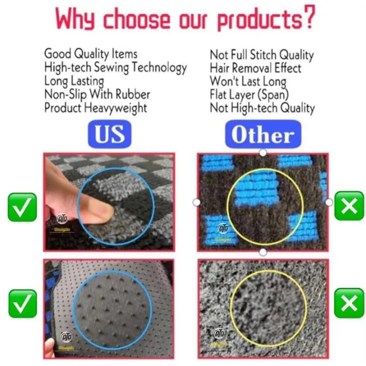 5PCS Premium Carpet Car Mat Anti-Slip Universal Automotive Floor Mats Checkmate Dice Dadu Chess Mat Car Carpet Universal Odorless