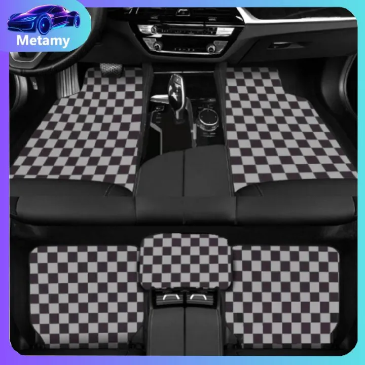 5PCS Premium Carpet Car Mat Anti-Slip Universal Automotive Floor Mats Checkmate Dice Dadu Chess Mat Car Carpet Universal Odorless