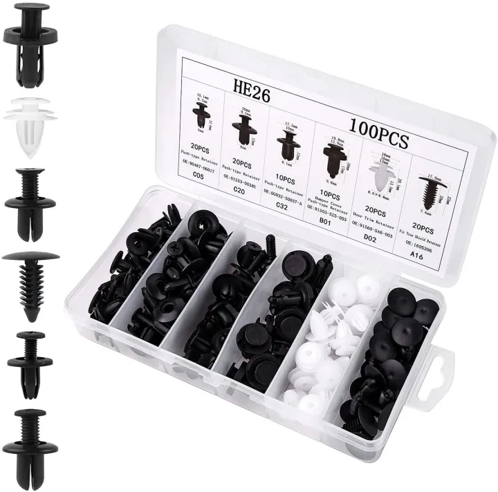 100PCS Car Bumper Clip Rivet Door Panel Retainer, Car Fastener