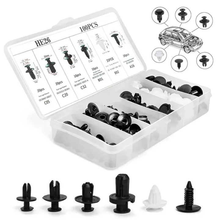 100PCS Car Bumper Clip Rivet Door Panel Retainer, Car Fastener