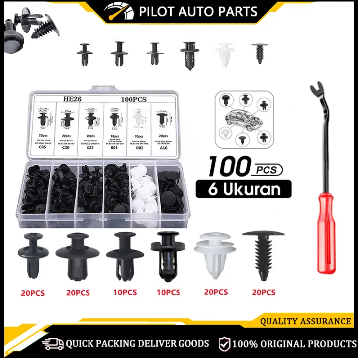 100PCS Car Bumper Clip Rivet Door Panel Retainer, Car Fastener